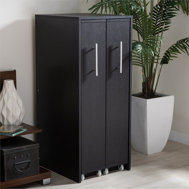 Bowery Hill 2 Pull Out Door Media Storage Cabinet in Brown