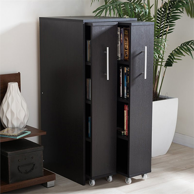 Bowery Hill 2 Pull Out Door Media Storage Cabinet in Brown