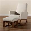 Bowery Hill Modern Fabric Upholstered Rocker and Ottoman in Beige