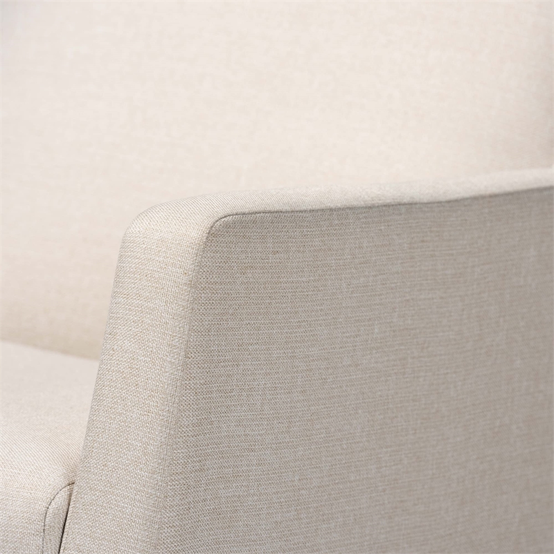 Bowery Hill Modern Fabric Upholstered Rocker and Ottoman in Beige