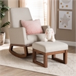 Bowery Hill Modern Fabric Upholstered Rocker and Ottoman in Beige