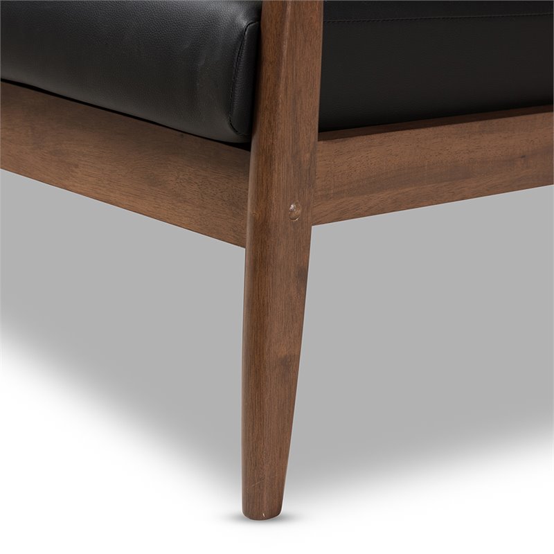 Bowery Hill Faux Leather Loveseat in Black and Walnut Brown