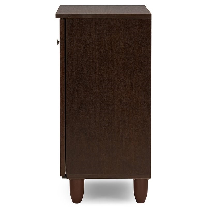 Bowery Hill Engineered Wood Dark Brown Shoe Cabinet Rectangular Unassembled