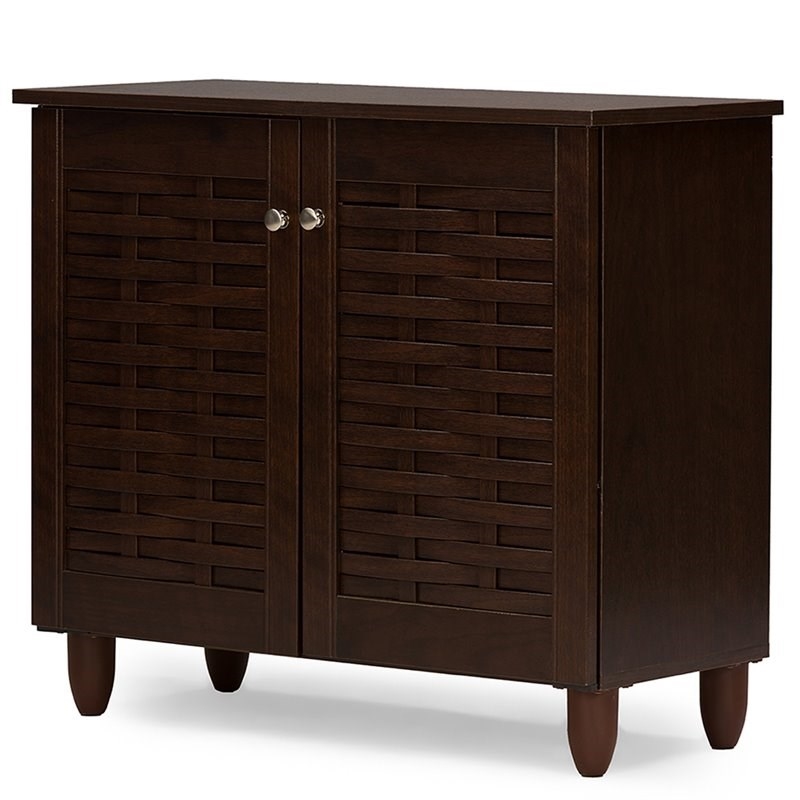 Bowery Hill Engineered Wood Dark Brown Shoe Cabinet Rectangular Unassembled