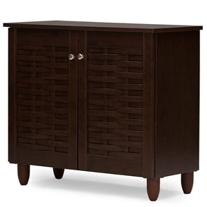 Bowery Hill Engineered Wood Dark Brown Shoe Cabinet Rectangular Unassembled