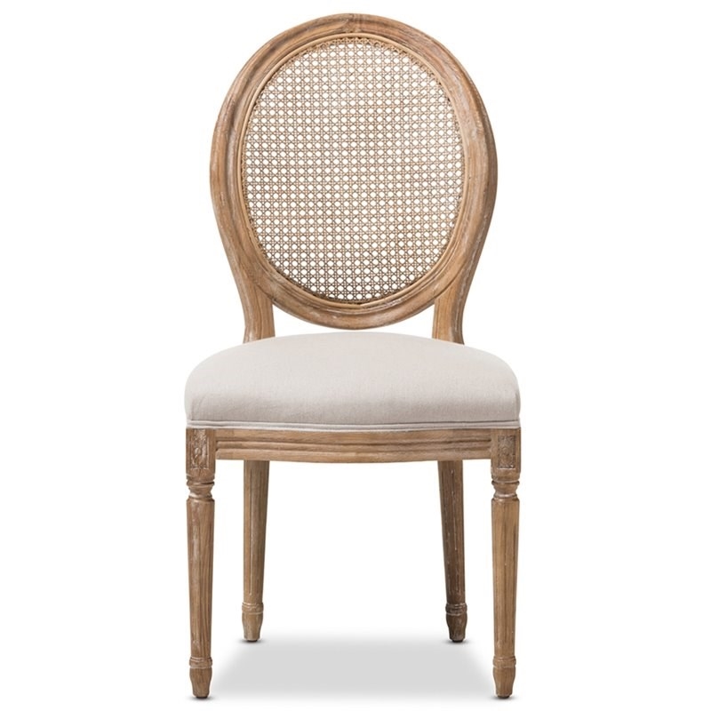 Bowery Hill Dining Side Chair in Weathered Oak and Beige