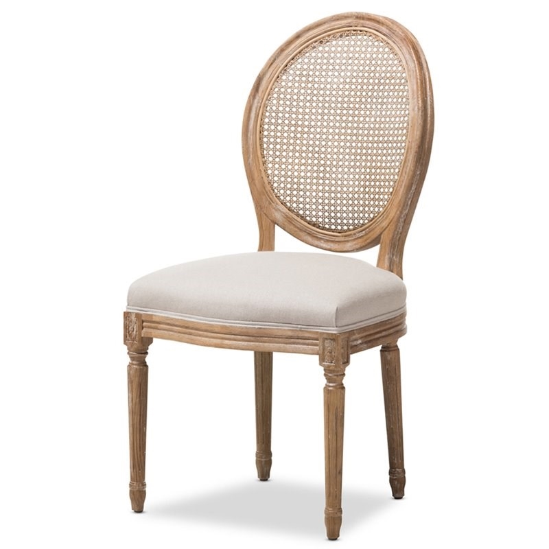 Bowery Hill Dining Side Chair in Weathered Oak and Beige