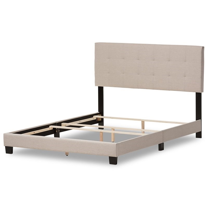 Bowery Hill Tufted King Panel Bed in Beige
