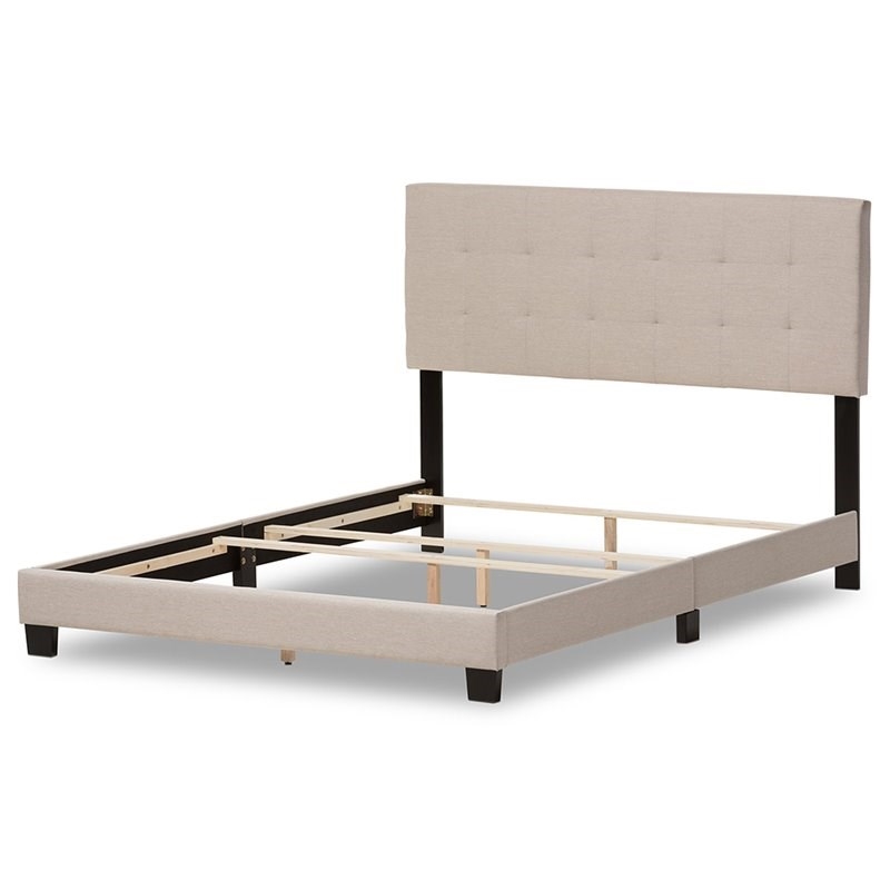 Bowery Hill Tufted Queen Panel Bed in Beige