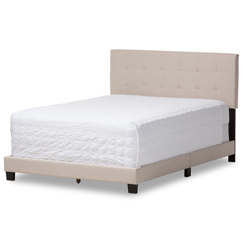 Bowery Hill Tufted Queen Panel Bed in Beige