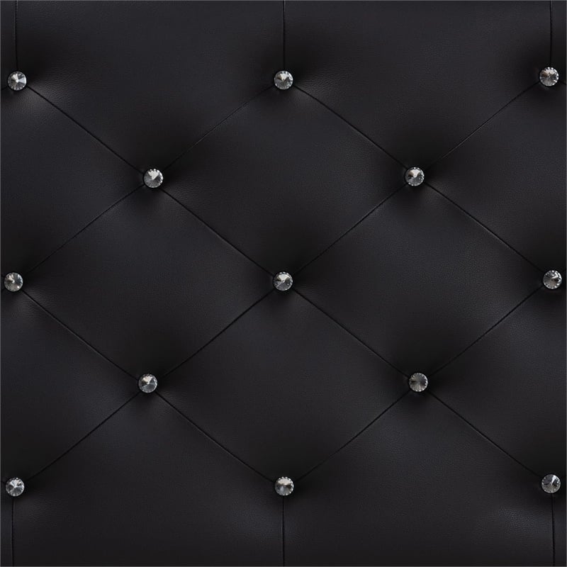 Bowery Hill Faux Leather Tufted Queen Panel Headboard