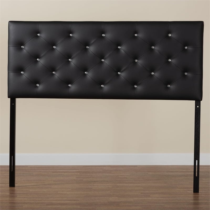 Bowery Hill Faux Leather Tufted Queen Panel Headboard