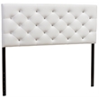 Bowery Hill Modern Faux Leather Tufted Full-Size Panel Headboard in White