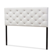 Bowery Hill Modern Faux Leather Tufted Full-Size Panel Headboard in White
