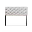Bowery Hill Modern Faux Leather Tufted Full-Size Panel Headboard in White