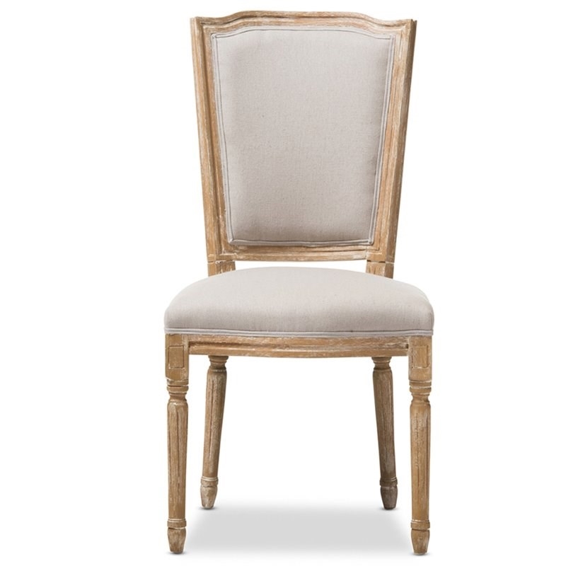 Bowery Hill Dining Side Chair in Weathered Oak and Beige