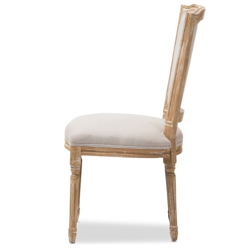 Bowery Hill Dining Side Chair in Weathered Oak and Beige