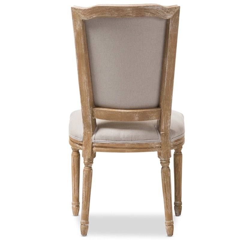 Bowery Hill Dining Side Chair in Weathered Oak and Beige