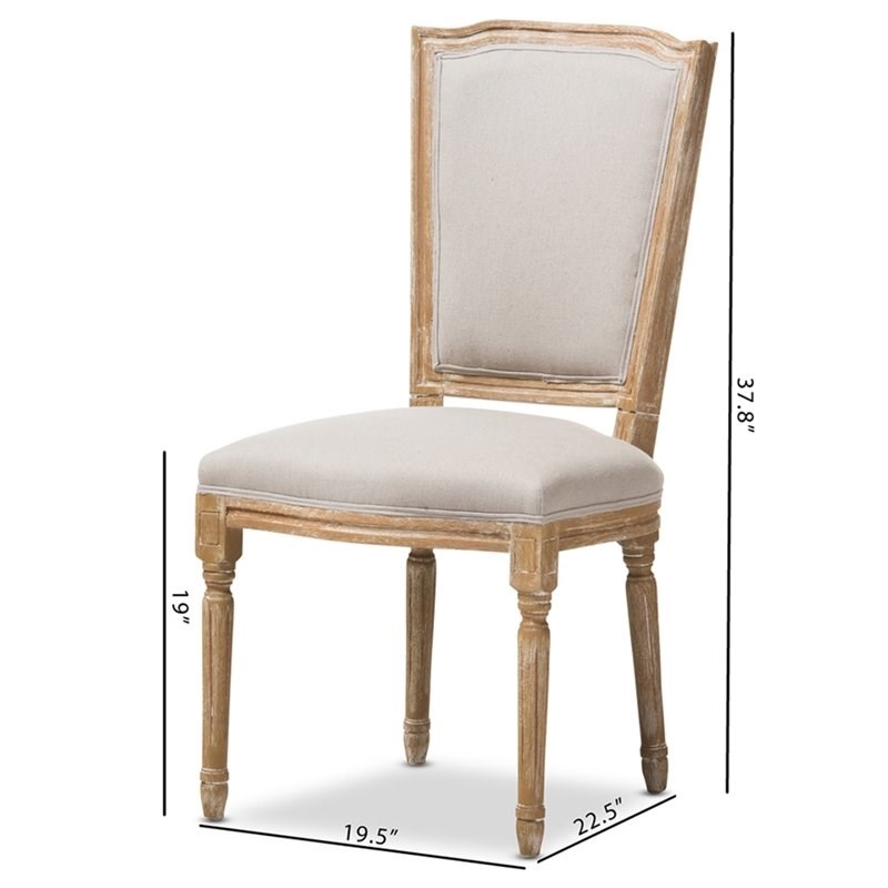 Bowery Hill Dining Side Chair in Weathered Oak and Beige
