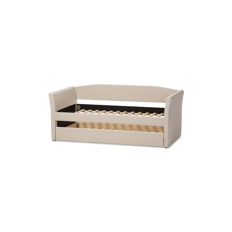 Bowery Hill Upholstered Daybed with Trundle in Beige