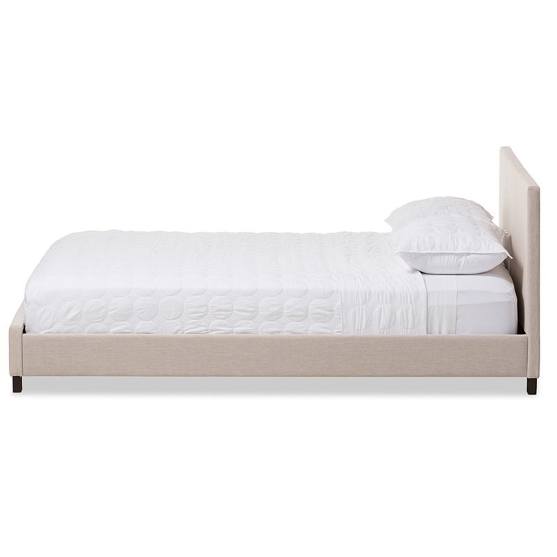 Bowery Hill Upholstered Full Platform Bed in Beige