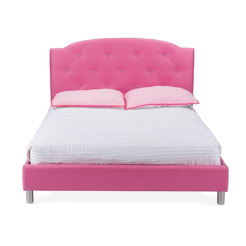 Bowery Hill Faux Leather Tufted Queen Platform Bed