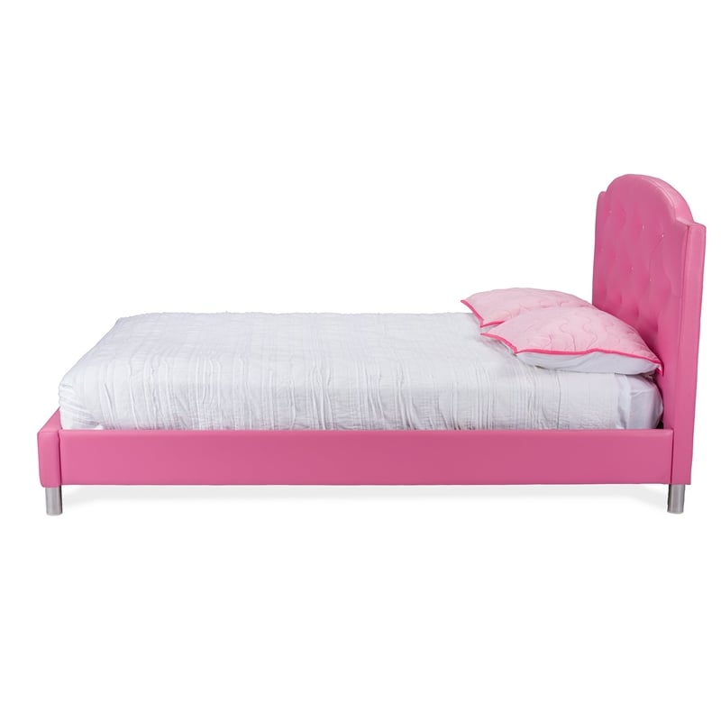 Bowery Hill Faux Leather Tufted Queen Platform Bed