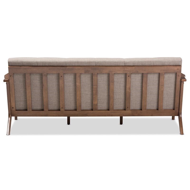 Bowery Hill Fabric Sofa in Light Gray and Walnut Brown