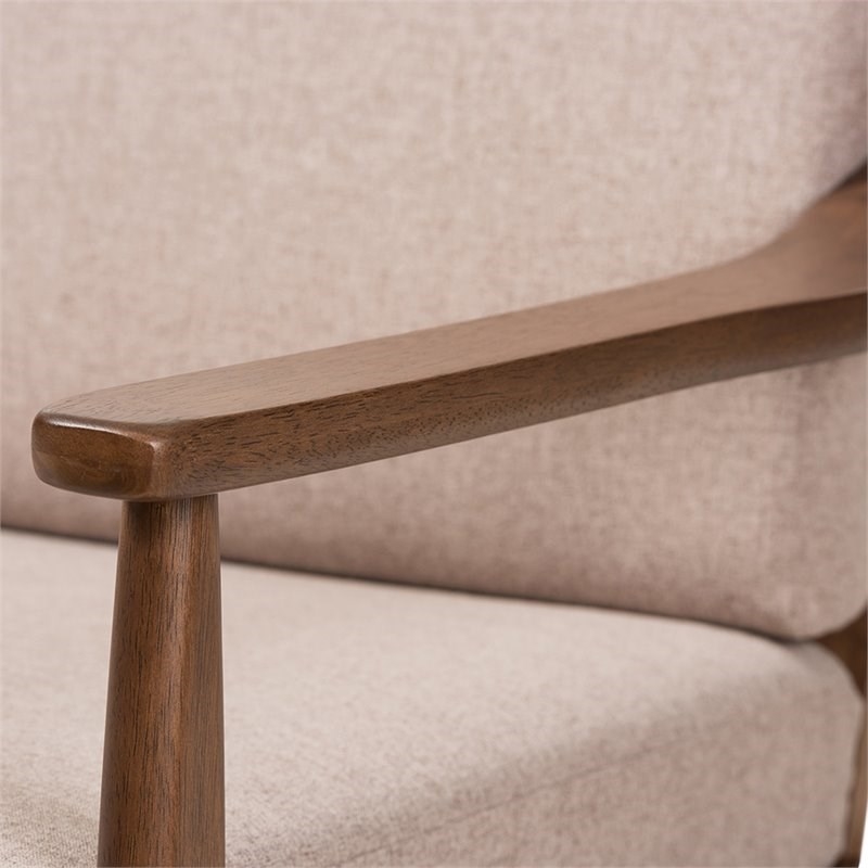 Bowery Hill Fabric Sofa in Light Gray and Walnut Brown