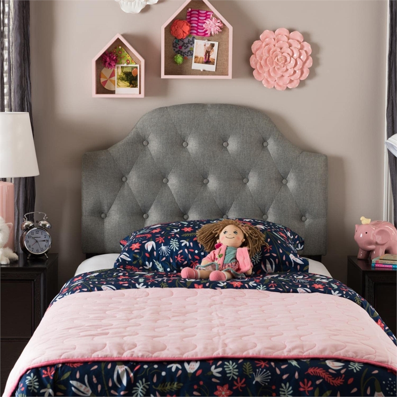 Bowery Hill Modern Faux Leather Upholstered Twin Headboard in Gray