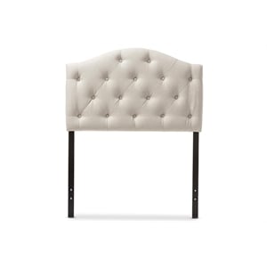 Bowery Hill Faux Leather Upholstered Twin Headboard in Light Beige