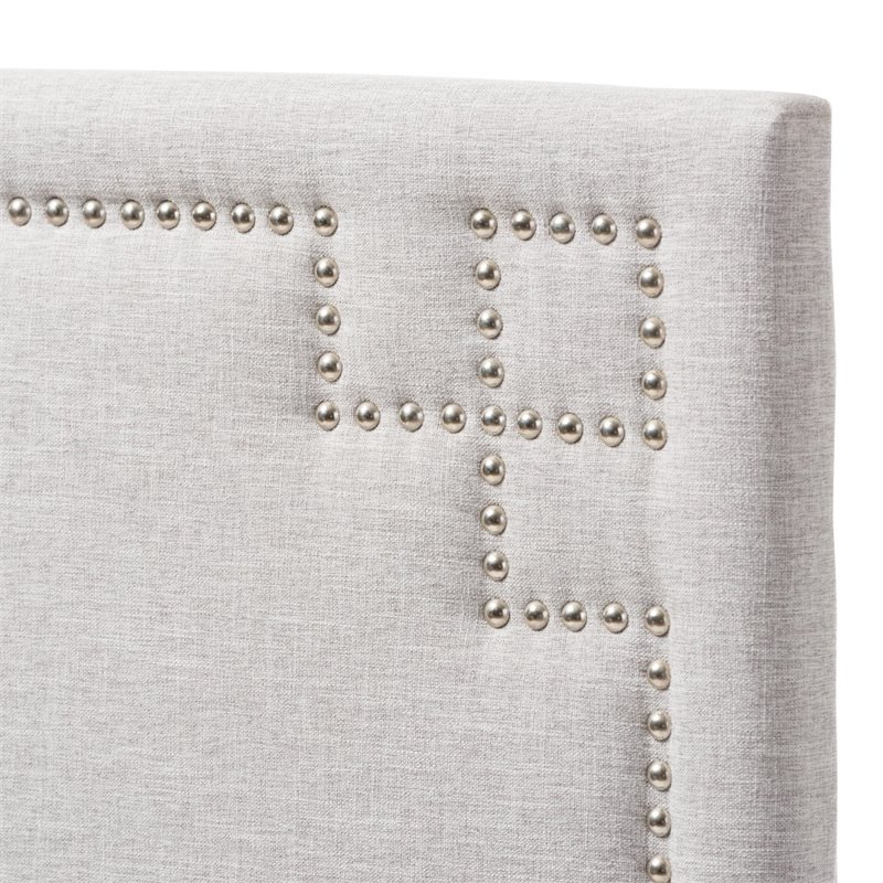 Bowery Hill Modern Upholstered Twin Headboard in Grayish Beige