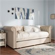 Bowery Hill Fabric Light Beige Daybed Rolled Arms with Trundle 95.28