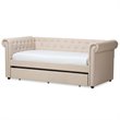 Bowery Hill Fabric Light Beige Daybed Rolled Arms with Trundle 95.28