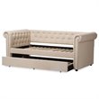 Bowery Hill Fabric Light Beige Daybed Rolled Arms with Trundle 95.28