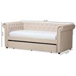 Bowery Hill Fabric Light Beige Daybed Rolled Arms with Trundle 95.28