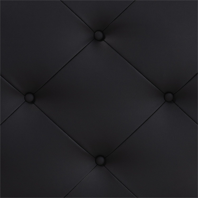 Bowery Hill Faux Leather Tufted King Panel Headboard in Black