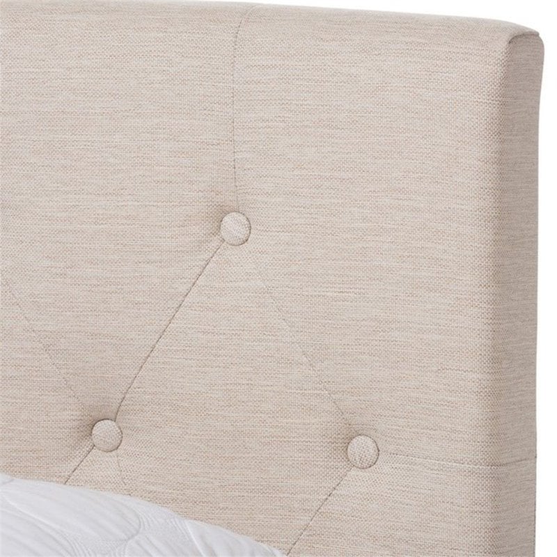Bowery Hill Modern Tufted Queen Low Profile Bed in Light Beige