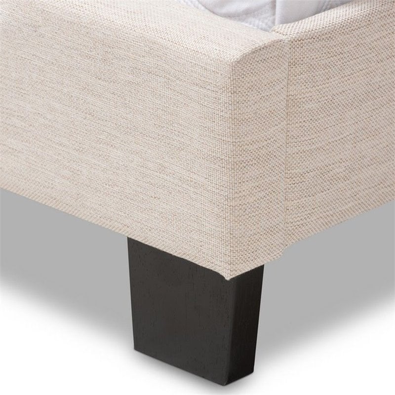 Bowery Hill Modern Tufted Queen Low Profile Bed in Light Beige