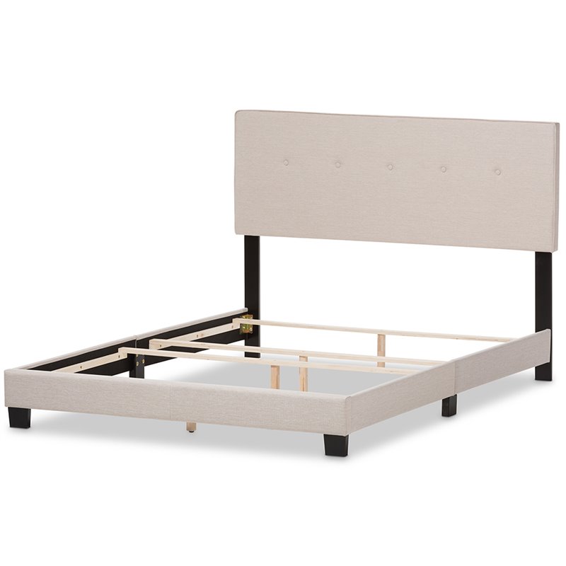 Bowery Hill Modern Tufted Queen Low Profile Bed in Light Beige