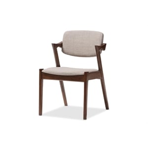 Bowery Hill Fabric Linen Gray Dining Chair Mid-Century Upholstered 30.51&quot Unassembled