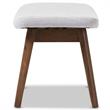 Bowery Hill Mid-Century Upholstered Ottoman in Gray and Walnut Brown