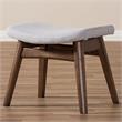 Bowery Hill Mid-Century Upholstered Ottoman in Gray and Walnut Brown