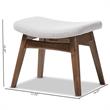 Bowery Hill Mid-Century Upholstered Ottoman in Gray and Walnut Brown