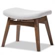 Bowery Hill Mid-Century Upholstered Ottoman in Gray and Walnut Brown