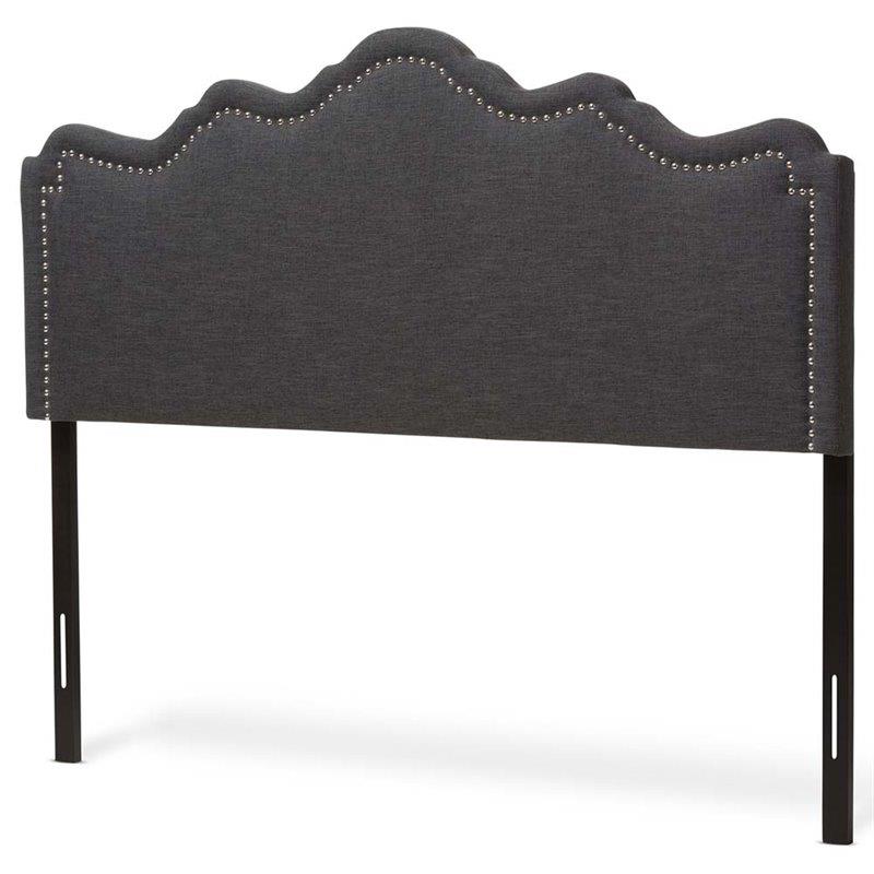 Bowery Hill Contemporary Fabric Upholstered King Headboard in Dark Gray