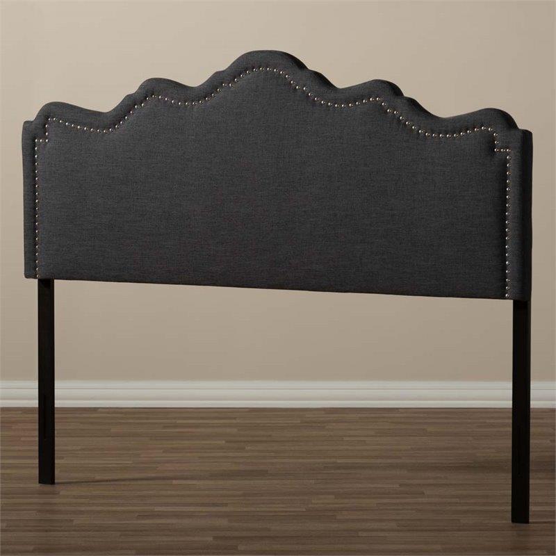 Bowery Hill Contemporary Fabric Upholstered King Headboard in Dark Gray