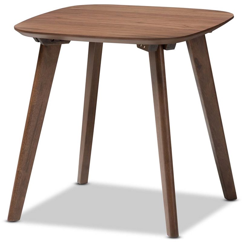 Bowery Hill Mid-Century Wood Solid End Table in Dark Walnut Brown