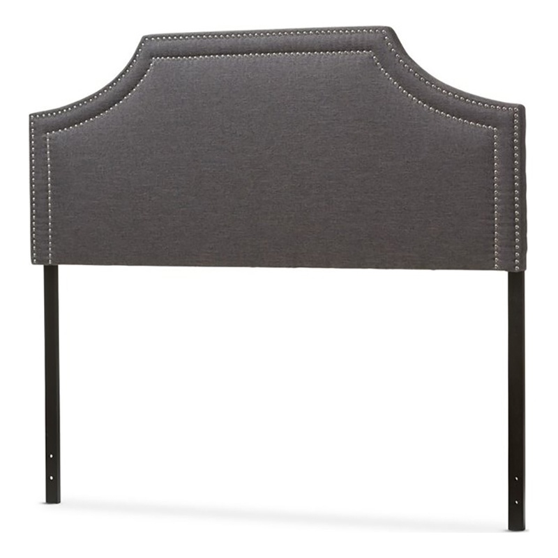 Bowery Hill Fabric Upholstered Queen Headboard with Wood Frame in Gray