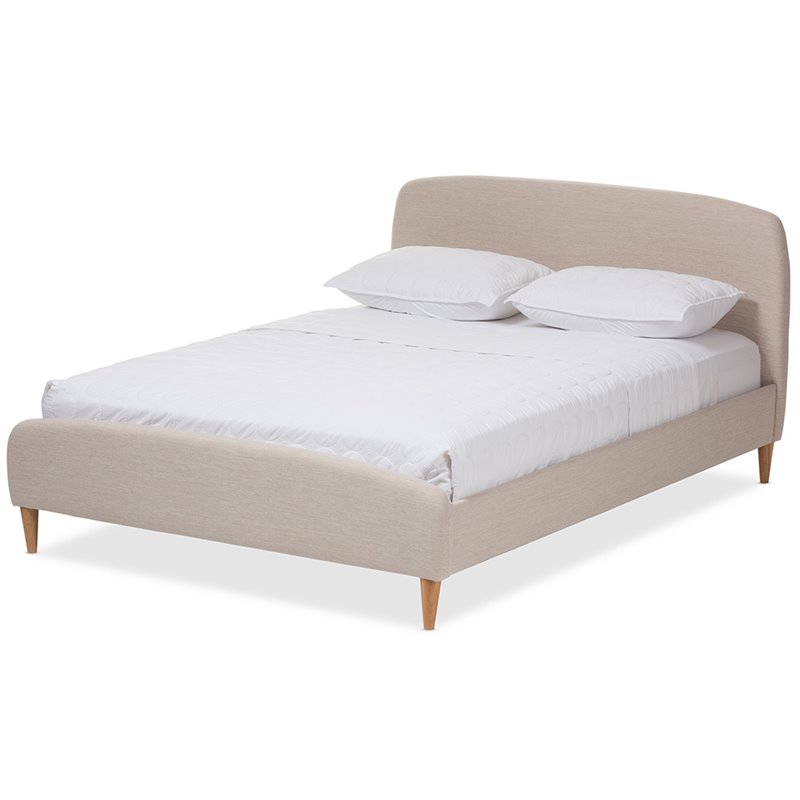 Bowery Hill Upholstered Light Beige Platform Bed Rectangular Foam Filled 80.31